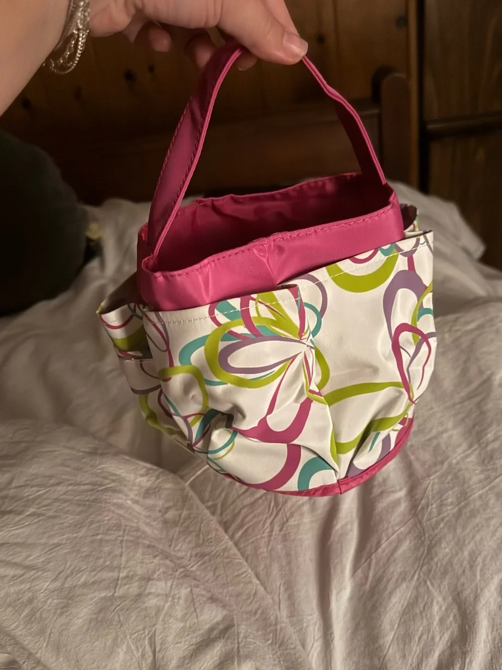 Avon Pink Multicolor Baby Tote with Swirl Print